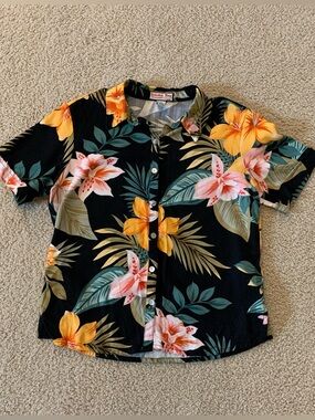 Vtg 90s 100% Rayon Tropical Button Down Shirt by Jamaican Bay